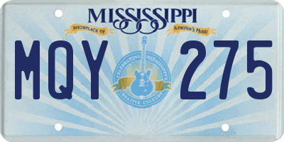 MS license plate MQY275