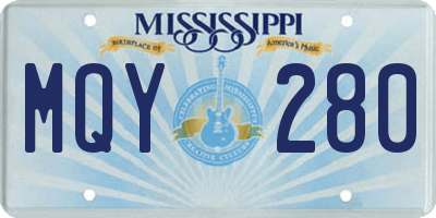 MS license plate MQY280