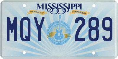 MS license plate MQY289