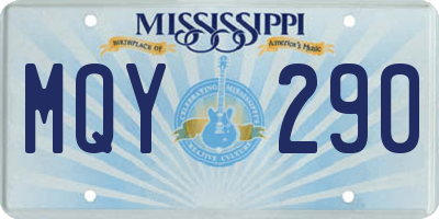 MS license plate MQY290