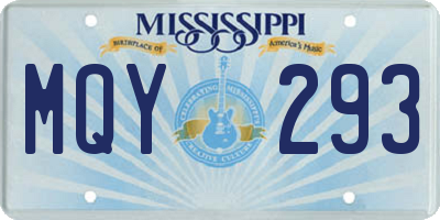 MS license plate MQY293