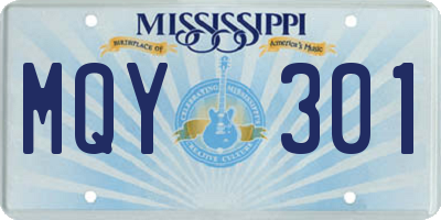 MS license plate MQY301