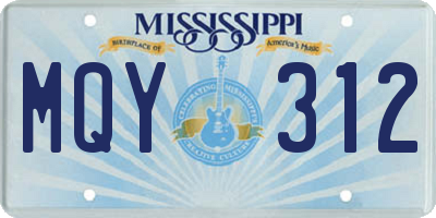 MS license plate MQY312