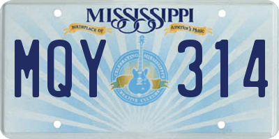 MS license plate MQY314