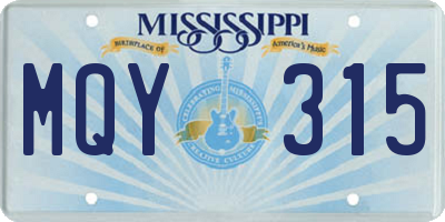 MS license plate MQY315