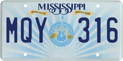 MS license plate MQY316