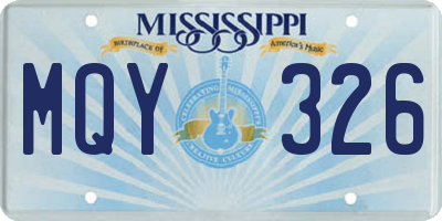 MS license plate MQY326