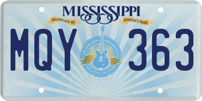 MS license plate MQY363