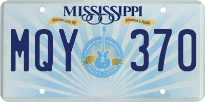 MS license plate MQY370