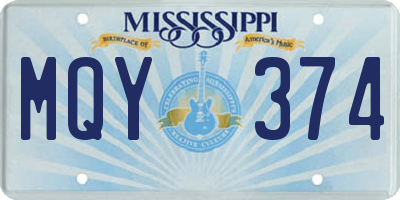 MS license plate MQY374