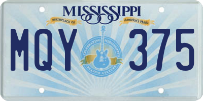 MS license plate MQY375