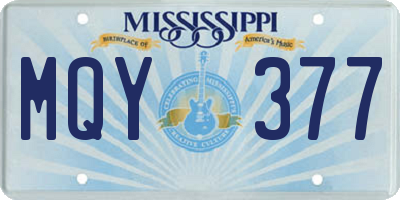 MS license plate MQY377