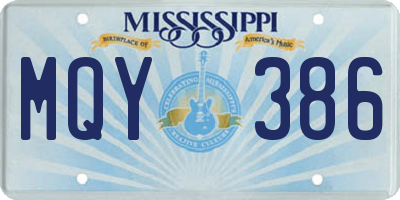 MS license plate MQY386