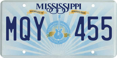 MS license plate MQY455