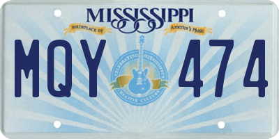 MS license plate MQY474