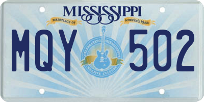 MS license plate MQY502
