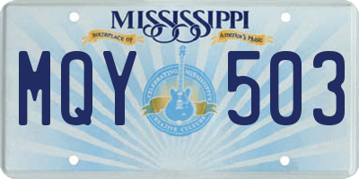 MS license plate MQY503