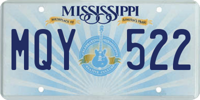 MS license plate MQY522
