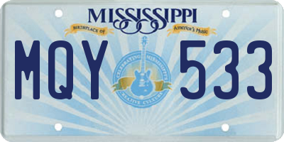 MS license plate MQY533