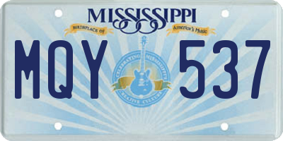 MS license plate MQY537