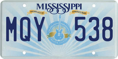 MS license plate MQY538
