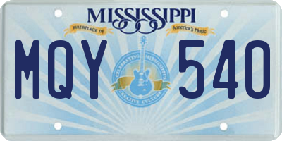 MS license plate MQY540