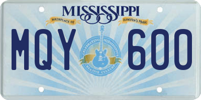 MS license plate MQY600