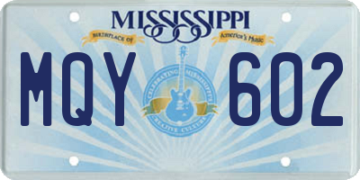 MS license plate MQY602