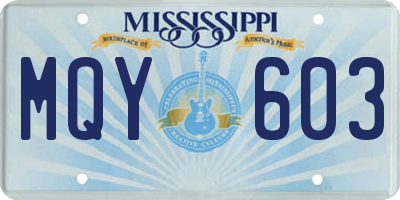 MS license plate MQY603