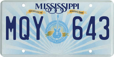 MS license plate MQY643