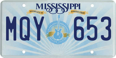 MS license plate MQY653