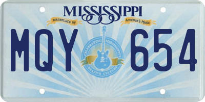 MS license plate MQY654