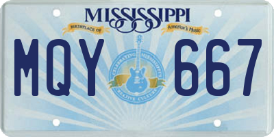 MS license plate MQY667
