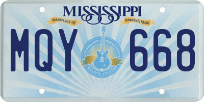 MS license plate MQY668