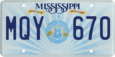 MS license plate MQY670