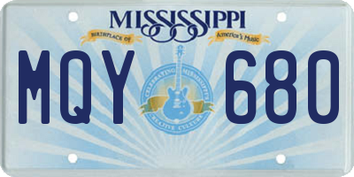 MS license plate MQY680