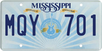 MS license plate MQY701