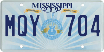 MS license plate MQY704