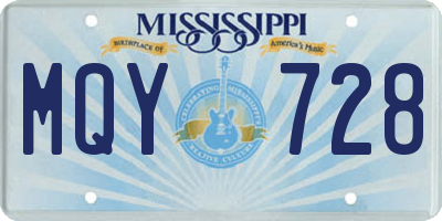 MS license plate MQY728