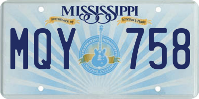 MS license plate MQY758