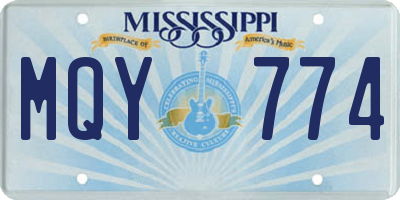 MS license plate MQY774