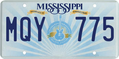 MS license plate MQY775