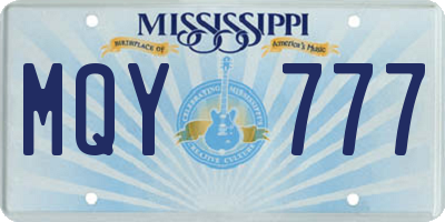 MS license plate MQY777