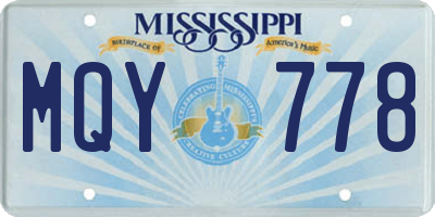 MS license plate MQY778
