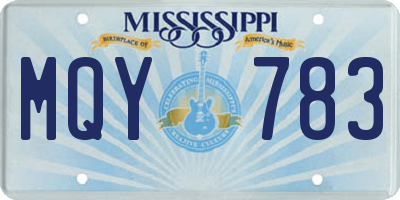 MS license plate MQY783
