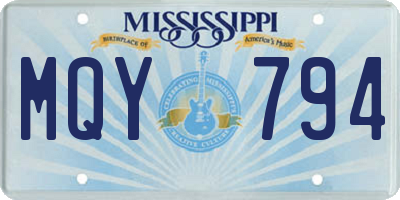 MS license plate MQY794