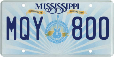 MS license plate MQY800