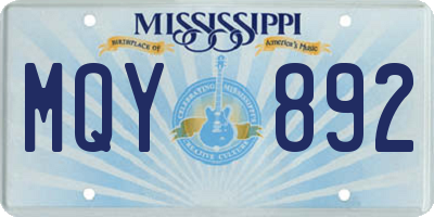 MS license plate MQY892
