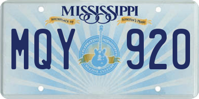 MS license plate MQY920