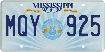 MS license plate MQY925